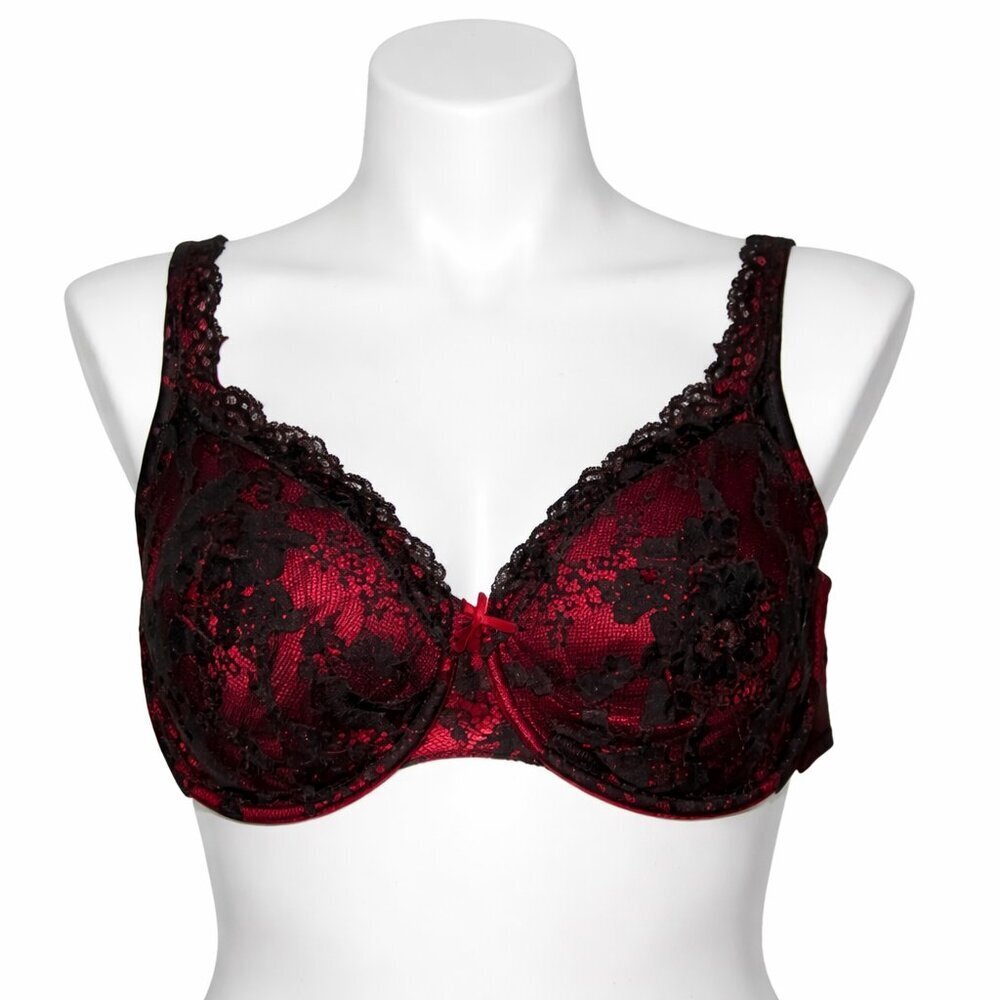CACIQUE Lace Red Black Full Coverage Bra Size 44DD
